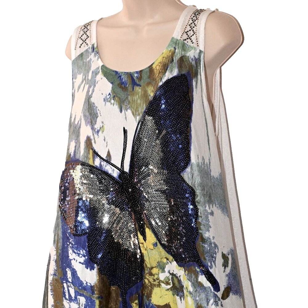 VINTAGE CONCEPT- Embellished Tunic Top XL- Sparkling!! - Picture 1 of 9